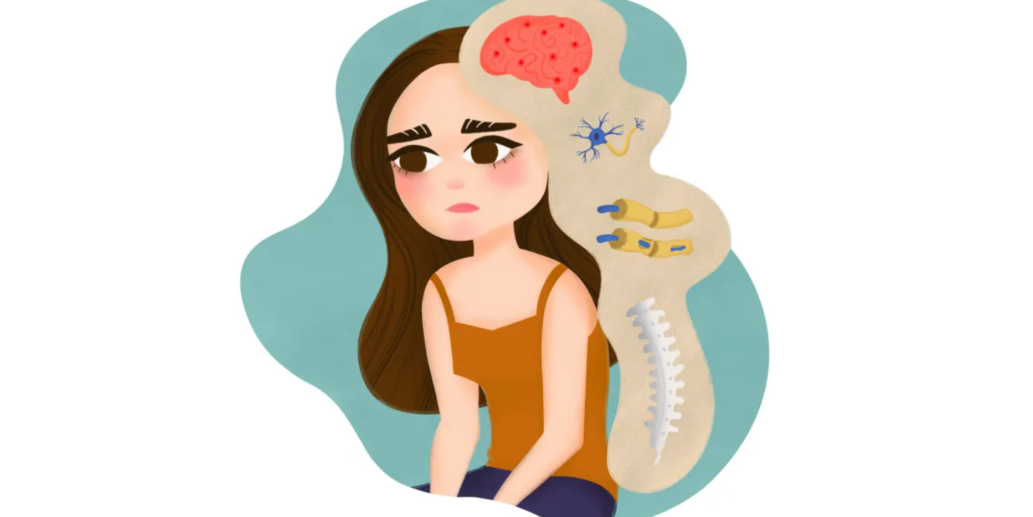 animación de mujer con esclerosis múltiple